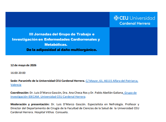 III JORNADAS DEL GRUPO DE TRABAJO DE ENFERMEDADES CARDIORRENALES Y METABÓLICAS.