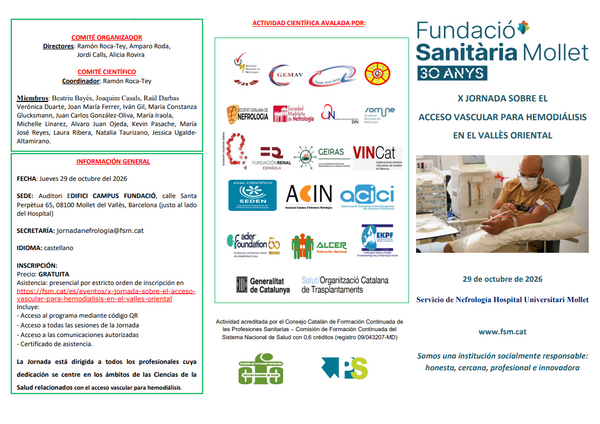 X JORNADA SOBRE EL ACCESO VASCULAR PARA HEMODIÁLISIS  EN EL VALLÈS ORIENTA
