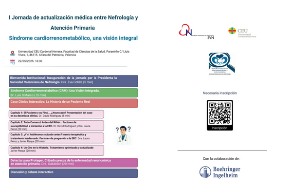 I Jornada de actualización médica entre Nefrología y Atención Primaria . Síndrome cardiorrenometabólico, una visión integral